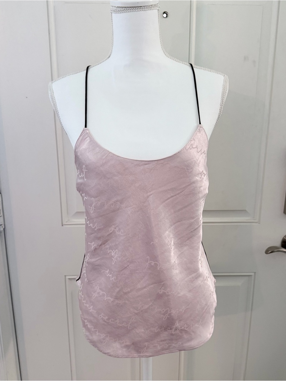Victoria’s Secret Sleep Top M | Pink Satin Racerback Logo
